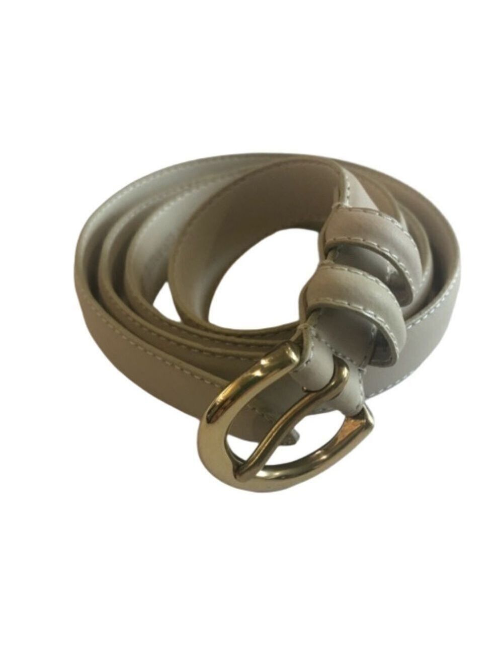 Hunt Club Size XXL cream colored leather belt. Gold tone buckle neutral 1” wide